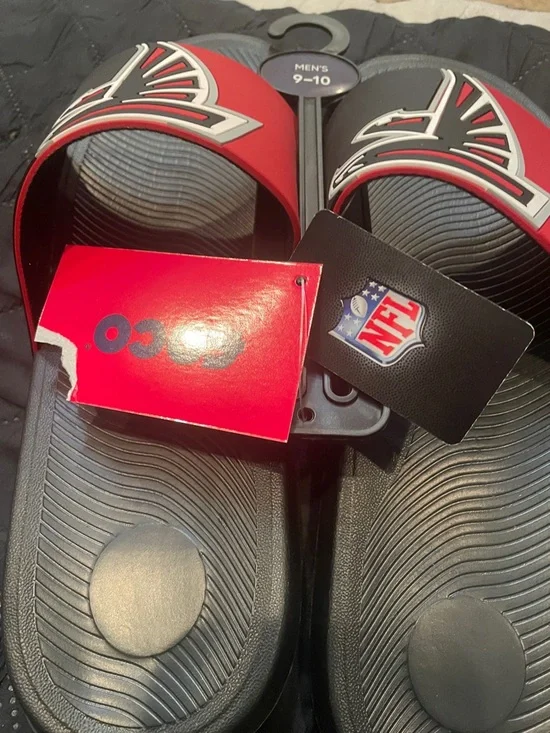 Men's NFL Atlanta Falcons Team Slide Sandals in Red and Black - Picture 2 of 3